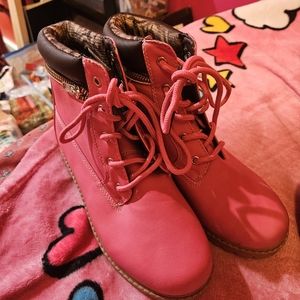 Pink Women's Combat Boots Size 4